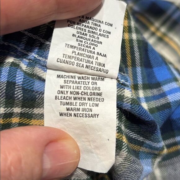 The Children’s Place Boys Blue Flannel Plaid Button Down Dress Shirt 6-9 Months - Picture 13 of 15